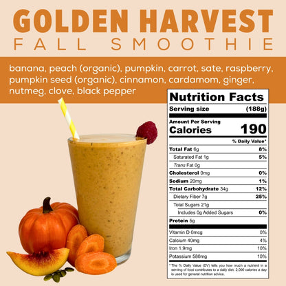 Golden Harvest Fall Smoothie Info - Pumpkin Smoothie - Frozen Garden