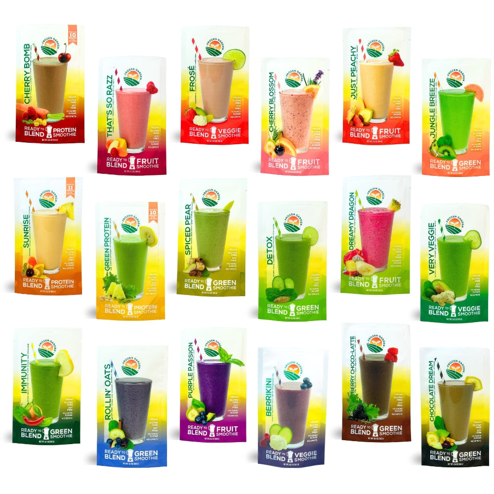 Smoothie Variety Pack Blended - 18 Smoothies - Premade Smoothies - Smoothie Delivery - Frozen Garden